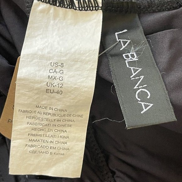 La Blanca Womens One Piece Halter Swim Suit sz 8 Strappy Hi Neck Keyhole Bathing - Picture 3 of 6